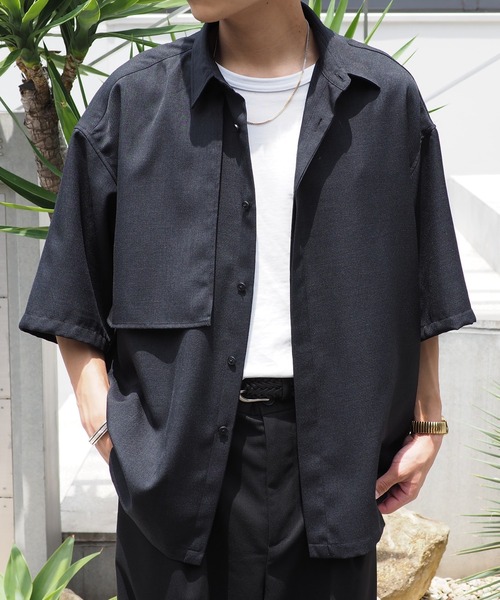 BeAMS DOT（ビームスドット）の「【WEB限定】BeAMS DOT / ショートスリーブ ヨークシャツ（シャツ/ブラウス・メンズ・ブラック/ベージュ・MEDIUM/LARGE）」の2枚目の写真