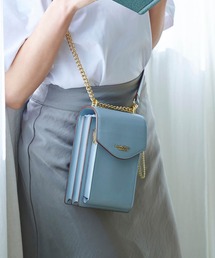 プリーツデザイン　マルチケース付きスマホショルダー