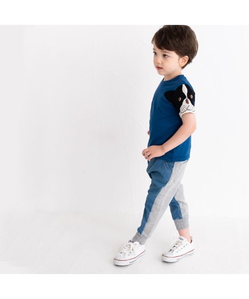 ami amie(アミアミ)の「フレンチブルドッグのニット袖Tシャツ(Tシャツ/カットソー・キッズ・パープル/ライトグレー/サックスブルー・100cm/110cm/90cm/120cm)」の10枚目の写真