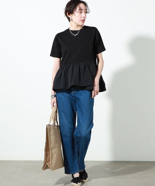 NOLLEY’S（ノーリーズ）の「◇【WEB限定】裾フリルTシャツ（Tシャツ/カットソー・レディース・ブラック/オフホワイト/ブラック系その他3・FREE）」の12枚目の写真