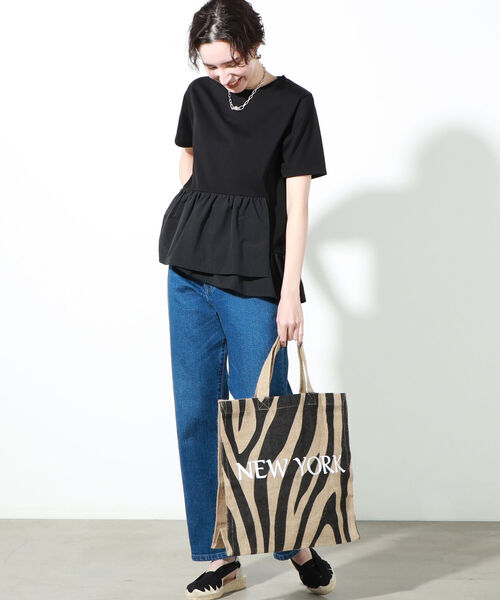 NOLLEY’S（ノーリーズ）の「◇【WEB限定】裾フリルTシャツ（Tシャツ/カットソー・レディース・ブラック/オフホワイト/ブラック系その他3・FREE）」の13枚目の写真