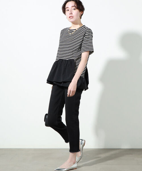 NOLLEY’S（ノーリーズ）の「◇【WEB限定】裾フリルTシャツ（Tシャツ/カットソー・レディース・ブラック/オフホワイト/ブラック系その他3・FREE）」の19枚目の写真