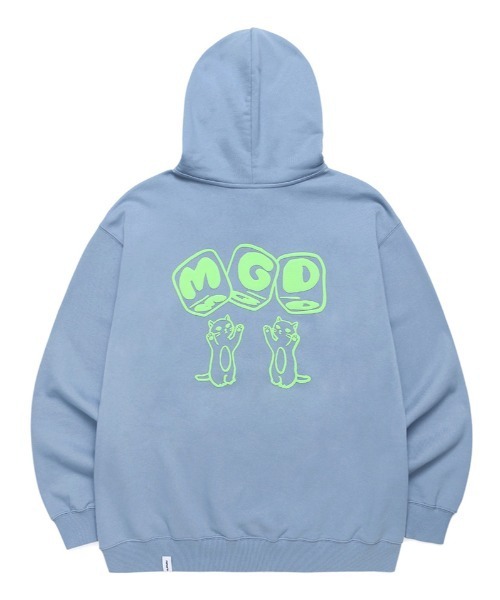 MAHAGRID（マハグリッド）の「【mahagrid】MGD DICE HOODIE / マハグリッド MGD ダイス ロゴ フーディー（パーカー・メンズ・ライトグレー/ライトブルー・SMALL/MEDIUM/LARGE/X-LARGE）」の2枚目の写真