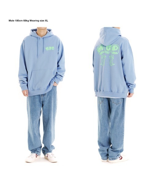 MAHAGRID（マハグリッド）の「【mahagrid】MGD DICE HOODIE / マハグリッド MGD ダイス ロゴ フーディー（パーカー・メンズ・ライトグレー/ライトブルー・SMALL/MEDIUM/LARGE/X-LARGE）」の7枚目の写真