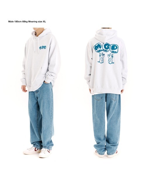 MAHAGRID（マハグリッド）の「【mahagrid】MGD DICE HOODIE / マハグリッド MGD ダイス ロゴ フーディー（パーカー・メンズ・ライトグレー/ライトブルー・SMALL/MEDIUM/LARGE/X-LARGE）」の6枚目の写真