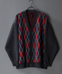 Big silhouette Patterned Knit Cardigan/ビッグシルエット 総柄 ニット カーディガン/カーデ