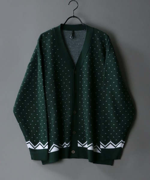 SITRY（シトリー）の「Big silhouette Patterned Knit Cardigan/ビッグシルエット 総柄 ニット カーディガン/カーデ（カーディガン/ボレロ・メンズ・グリーン/グリーン系その他/グリーン系その他2/ベージュ/ベージュ系その他/ベージュ系その他2/チャコールグレー/グレー系その他/グレー系その他2・L/M/XL）」の9枚目の写真