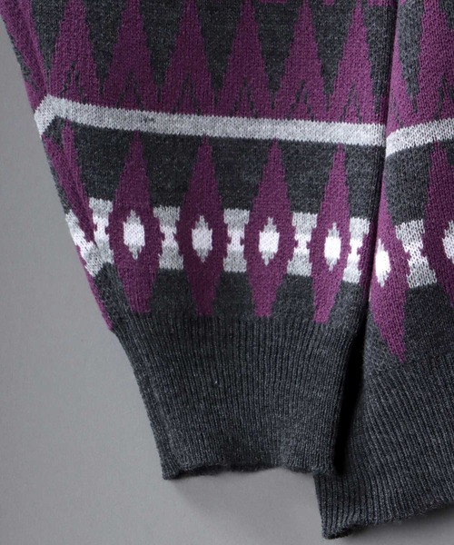 SITRY（シトリー）の「Big silhouette Patterned Knit Cardigan/ビッグシルエット 総柄 ニット カーディガン/カーデ（カーディガン/ボレロ・メンズ・グリーン/グリーン系その他/グリーン系その他2/ベージュ/ベージュ系その他/ベージュ系その他2/チャコールグレー/グレー系その他/グレー系その他2・L/M/XL）」の11枚目の写真