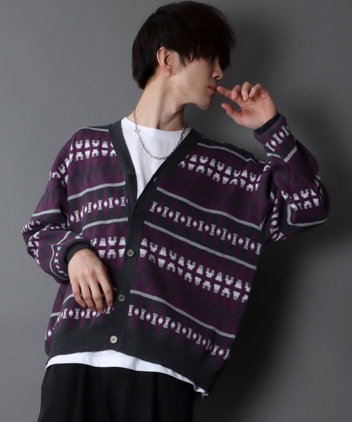 SITRY（シトリー）の「Big silhouette Patterned Knit Cardigan/ビッグシルエット 総柄 ニット カーディガン/カーデ（カーディガン/ボレロ・メンズ・グリーン/グリーン系その他/グリーン系その他2/ベージュ/ベージュ系その他/ベージュ系その他2/チャコールグレー/グレー系その他/グレー系その他2・L/M/XL）」の21枚目の写真