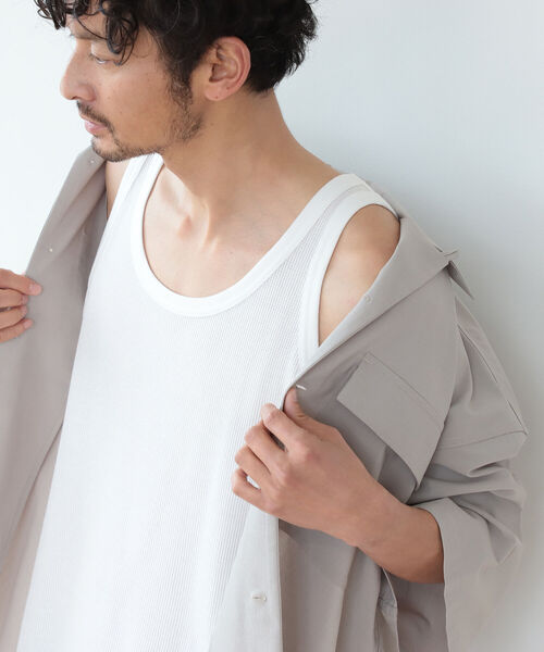 B:MING by BEAMS（ビーミングバイビームス）の「B:MING by BEAMS / ワッフル ワイドフィット タンクトップ（タンクトップ・メンズ・ブラック/グレー/オフホワイト・SMALL/MEDIUM/LARGE/X-LARGE）」の2枚目の写真