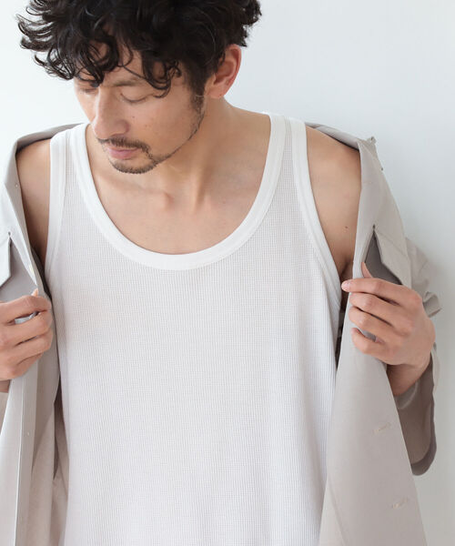 B:MING by BEAMS（ビーミングバイビームス）の「B:MING by BEAMS / ワッフル ワイドフィット タンクトップ（タンクトップ・メンズ・ブラック/グレー/オフホワイト・SMALL/MEDIUM/LARGE/X-LARGE）」の6枚目の写真