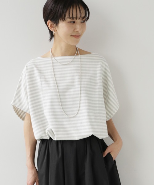 wiffle（ウィッフル）の「別注【WIFFLE】*RELUME BIG BORDER F/S：ボーダーTシャツ（Tシャツ/カットソー・レディース・ブラック/グレー/イエロー/グリーン・FREE）」の8枚目の写真