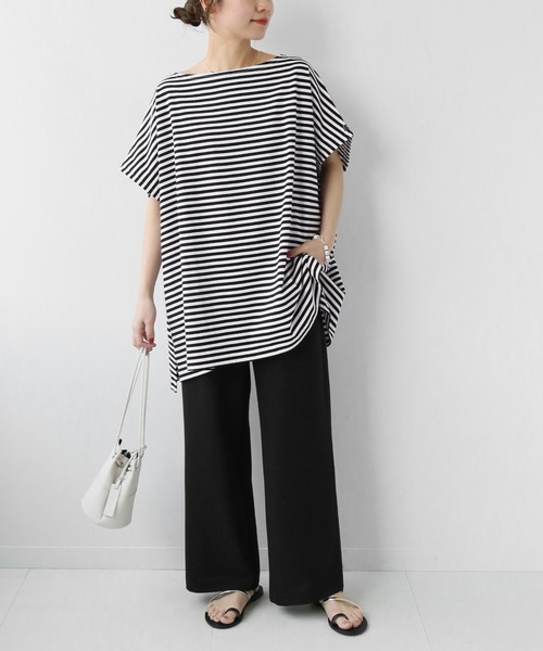 wiffle（ウィッフル）の「別注【WIFFLE】*RELUME BIG BORDER F/S：ボーダーTシャツ（Tシャツ/カットソー・レディース・ブラック/グレー/イエロー/グリーン・FREE）」の10枚目の写真