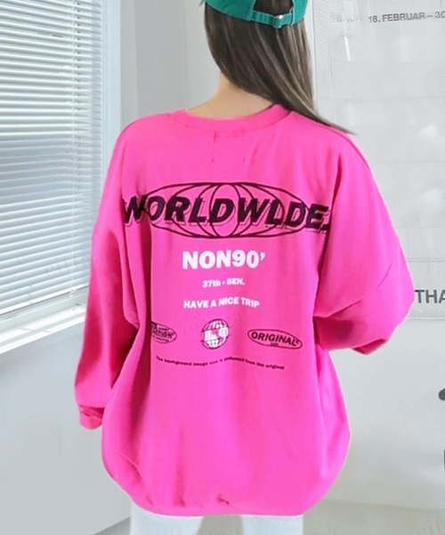 22 S S 春夏 韓国ファッション スウェット トップス Worldwldeプリントトレーナー スウェット Dalfwin ダールフィン の ファッション通販 Zozotown