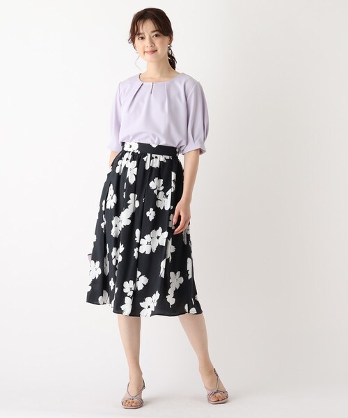 index（インデックス）の「◆フローラルパターンフレアスカート【WEB限定サイズ】（スカート・レディース・グリーン系その他2/ブラック系/アイボリー系・40/38/42/36）」の5枚目の写真