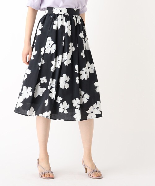 index（インデックス）の「◆フローラルパターンフレアスカート【WEB限定サイズ】（スカート・レディース・グリーン系その他2/ブラック系/アイボリー系・40/38/42/36）」の9枚目の写真