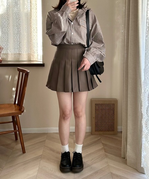 Cham.（チャム）の「ゆるだぼチェックシャツ（シャツ/ブラウス・レディース・ブラウン/ベージュ/ブラック・F）」の9枚目の写真