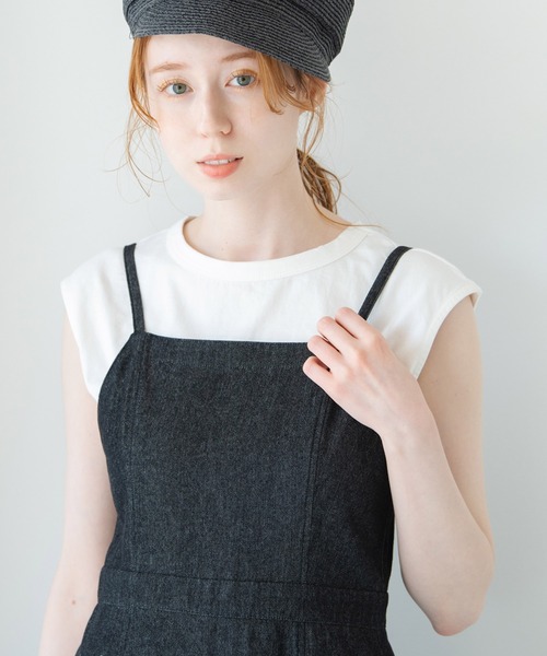 Crisp（クリスプ）の「デニムフレアキャミワンピース（ワンピース・レディース・ブラック/ネイビー・FREE）」の3枚目の写真