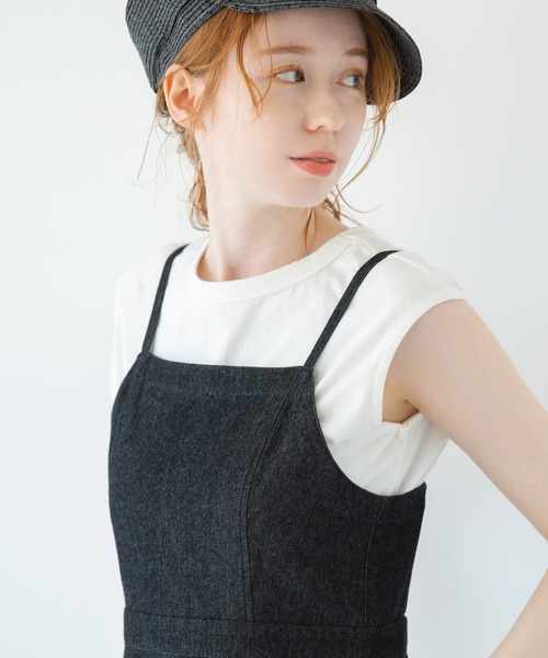 Crisp（クリスプ）の「デニムフレアキャミワンピース（ワンピース・レディース・ブラック/ネイビー・FREE）」の16枚目の写真