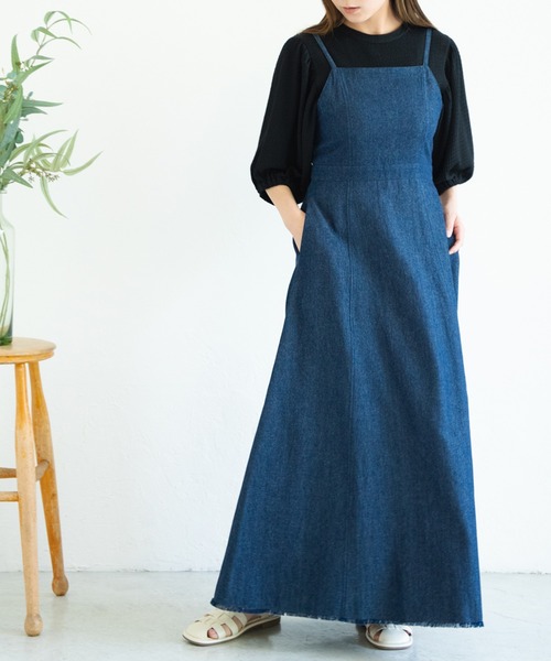 Crisp（クリスプ）の「デニムフレアキャミワンピース（ワンピース・レディース・ブラック/ネイビー・FREE）」の7枚目の写真