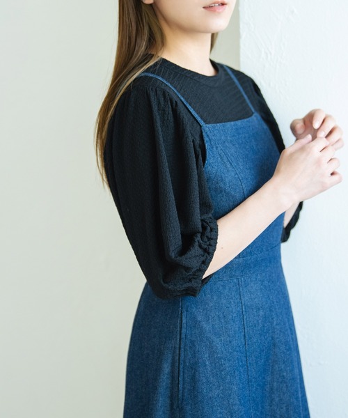 Crisp（クリスプ）の「デニムフレアキャミワンピース（ワンピース・レディース・ブラック/ネイビー・FREE）」の17枚目の写真