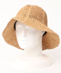 Samansa Mos2 blue | ライン柄手編みペーパーハット(ハット)