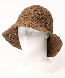 Samansa Mos2 blue | ライン柄手編みペーパーハット(ハット)