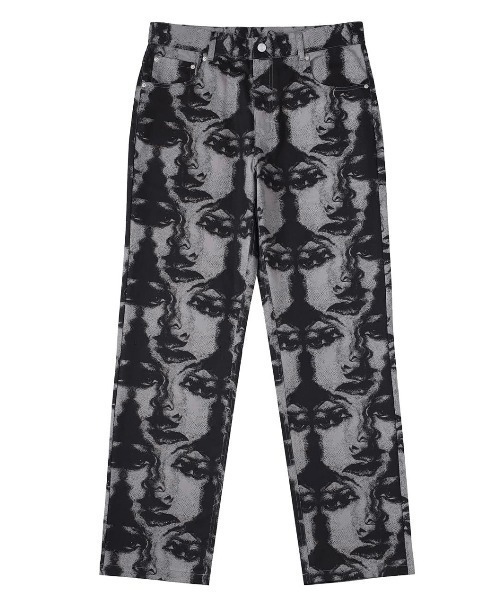 【SUPPLIER/サプライヤー】FACE DENIM JEANS/フェイス 総柄 デニム パンツ ジーンズ グラフィック