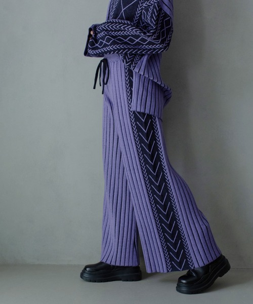 MARECHAL TERRE（マルシャルテル）の「ケーブルニットパンツ（その他パンツ・レディース・グリーン/ライトグレー/ブルー/パープル・MEDIUM）」の4枚目の写真