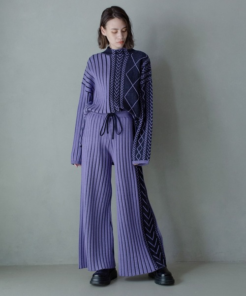 MARECHAL TERRE（マルシャルテル）の「ケーブルニットパンツ（その他パンツ・レディース・グリーン/ライトグレー/ブルー/パープル・MEDIUM）」の8枚目の写真