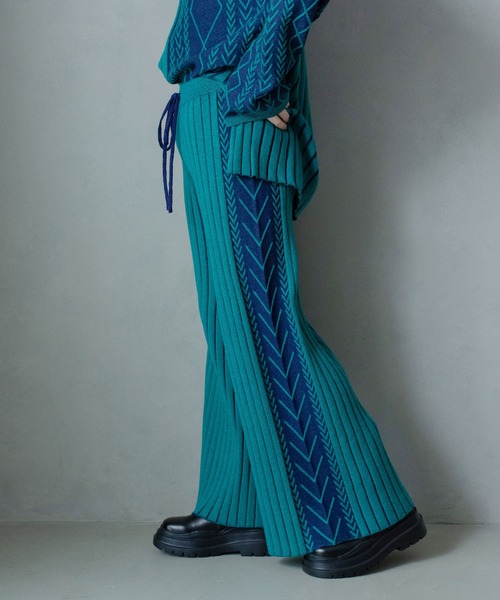 MARECHAL TERRE（マルシャルテル）の「ケーブルニットパンツ（その他パンツ・レディース・グリーン/ライトグレー/ブルー/パープル・MEDIUM）」の14枚目の写真