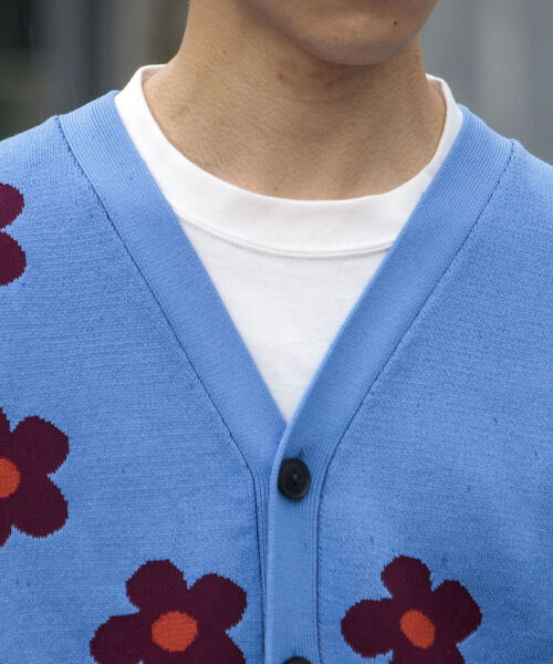 FREDY MAC(フレディーマック)の「【FREDYMAC/フレディマック】レトロ フラワー サマーガーディガン ニットベスト(ベスト・メンズ・キナリ/ネイビー/サックスブルー・FREE)」の5枚目の写真
