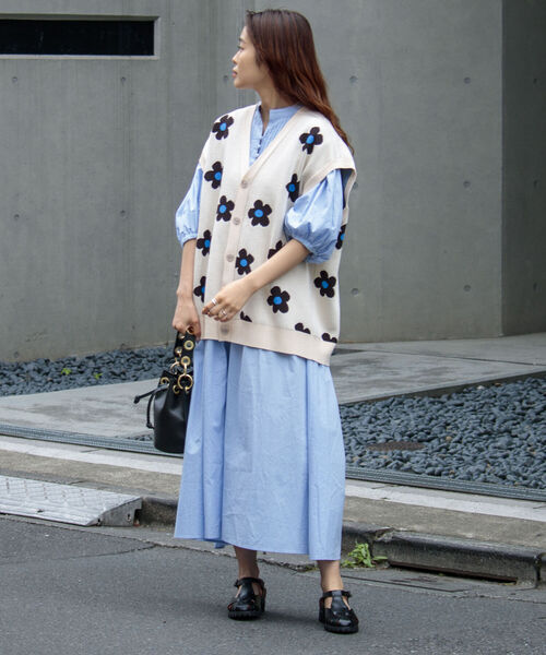 FREDY MAC(フレディーマック)の「【FREDYMAC/フレディマック】レトロ フラワー サマーガーディガン ニットベスト(ベスト・メンズ・キナリ/ネイビー/サックスブルー・FREE)」の15枚目の写真