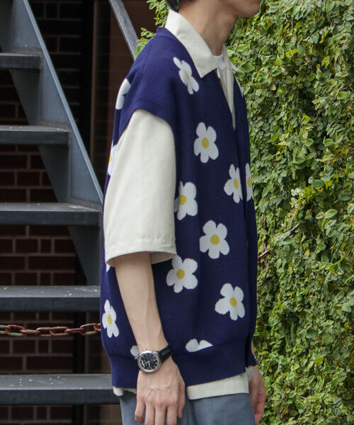 FREDY MAC(フレディーマック)の「【FREDYMAC/フレディマック】レトロ フラワー サマーガーディガン ニットベスト(ベスト・メンズ・キナリ/ネイビー/サックスブルー・FREE)」の19枚目の写真