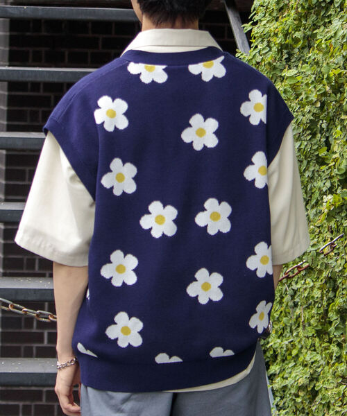 FREDY MAC(フレディーマック)の「【FREDYMAC/フレディマック】レトロ フラワー サマーガーディガン ニットベスト(ベスト・メンズ・キナリ/ネイビー/サックスブルー・FREE)」の21枚目の写真