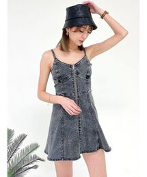 GYDA | キャミフレア スカートライクケミカルデニムワンピース(ワンピース)