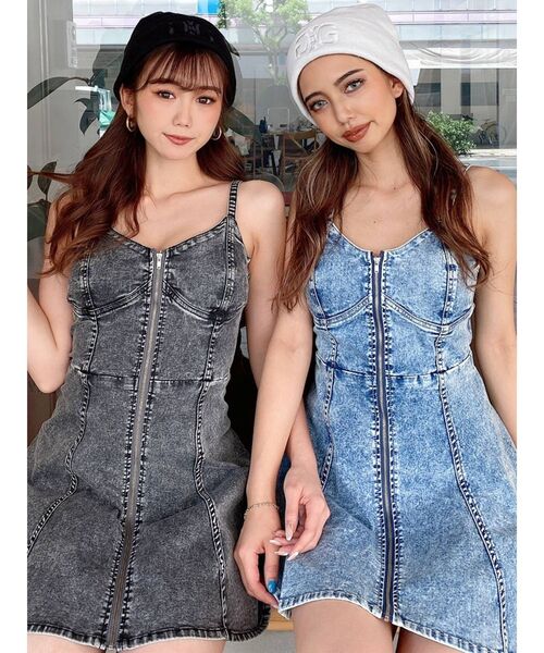 GYDA（ジェイダ）の「キャミフレア スカートライクケミカルデニム