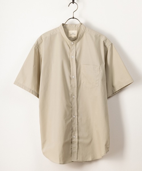 SlashDate（スラッシュデイト）の「T/Cブロード バンドカラー半袖シャツ リラックスフィット/無地/総柄/ストライプ（シャツ/ブラウス・メンズ・ホワイト/チャコールグレー/ブラック/ベージュ/ブルー/ホワイト系その他/ブラック系その他/ブルー系その他・M/L/XL）」の14枚目の写真