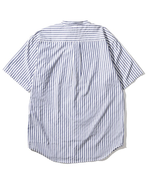 SlashDate（スラッシュデイト）の「T/Cブロード バンドカラー半袖シャツ リラックスフィット/無地/総柄/ストライプ（シャツ/ブラウス・メンズ・ホワイト/チャコールグレー/ブラック/ベージュ/ブルー/ホワイト系その他/ブラック系その他/ブルー系その他・M/L/XL）」の18枚目の写真