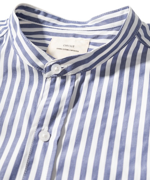 SlashDate（スラッシュデイト）の「T/Cブロード バンドカラー半袖シャツ リラックスフィット/無地/総柄/ストライプ（シャツ/ブラウス・メンズ・ホワイト/チャコールグレー/ブラック/ベージュ/ブルー/ホワイト系その他/ブラック系その他/ブルー系その他・M/L/XL）」の19枚目の写真