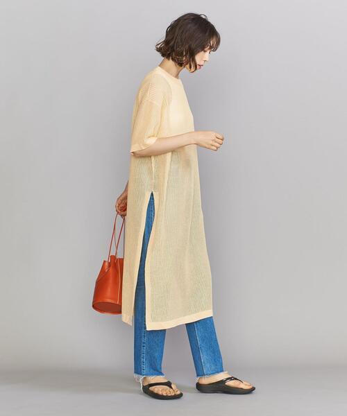 BEAUTY&YOUTH UNITED ARROWS（ビューティーアンドユースユナイテッドアローズ）の「レーヨンブレンド メッシュ Tシャツ ワンピース -ウォッシャブル-（ワンピース・レディース・ブラック/クリーム・FREE）」の2枚目の写真