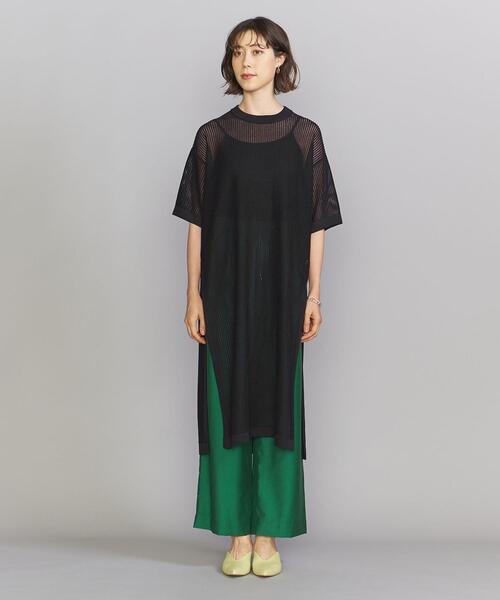 BEAUTY&YOUTH UNITED ARROWS（ビューティーアンドユースユナイテッドアローズ）の「レーヨンブレンド メッシュ Tシャツ ワンピース -ウォッシャブル-（ワンピース・レディース・ブラック/クリーム・FREE）」の5枚目の写真