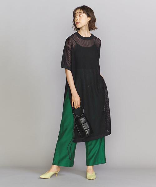 BEAUTY&YOUTH UNITED ARROWS（ビューティーアンドユースユナイテッドアローズ）の「レーヨンブレンド メッシュ Tシャツ ワンピース -ウォッシャブル-（ワンピース・レディース・ブラック/クリーム・FREE）」の3枚目の写真