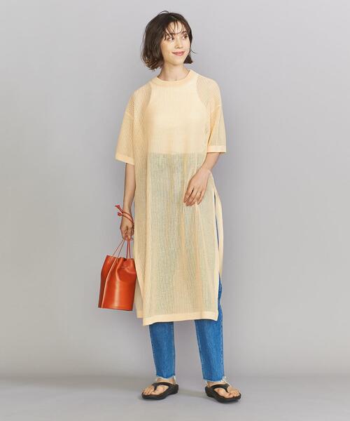 BEAUTY&YOUTH UNITED ARROWS（ビューティーアンドユースユナイテッドアローズ）の「レーヨンブレンド メッシュ Tシャツ ワンピース -ウォッシャブル-（ワンピース・レディース・ブラック/クリーム・FREE）」の8枚目の写真