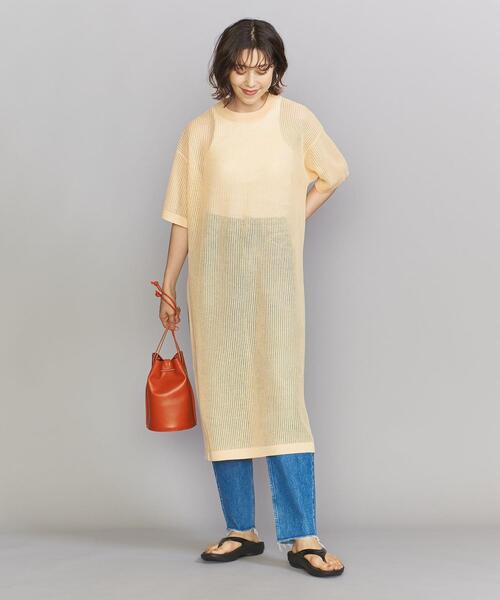 BEAUTY&YOUTH UNITED ARROWS（ビューティーアンドユースユナイテッドアローズ）の「レーヨンブレンド メッシュ Tシャツ ワンピース -ウォッシャブル-（ワンピース・レディース・ブラック/クリーム・FREE）」の16枚目の写真