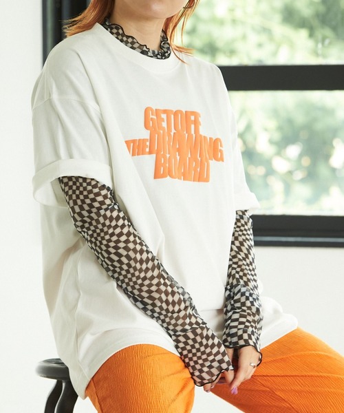 PBLIM（ページボーイリム）の「PAGEBOYLIM/ストリートハッポウロゴT（Tシャツ/カットソー・レディース・ブラック/オフホワイト/グリーン・LARGE/MEDIUM）」の4枚目の写真