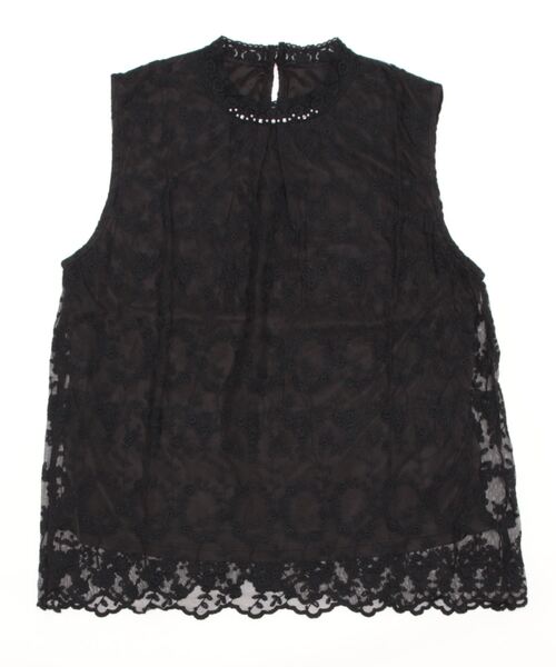 axes femme（アクシーズファム）の「チュール刺繍ノースリＰＯ（Tシャツ/カットソー・レディース・ブラック/ピンク/キナリ・FREE）」の2枚目の写真