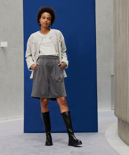 BAYFLOW(ベイフロー)の「ウエストタックショートパンツ(その他パンツ・レディース・ブラック/グレー・FREE)」の3枚目の写真