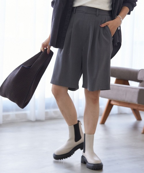 BAYFLOW(ベイフロー)の「ウエストタックショートパンツ(その他パンツ・レディース・ブラック/グレー・FREE)」の7枚目の写真