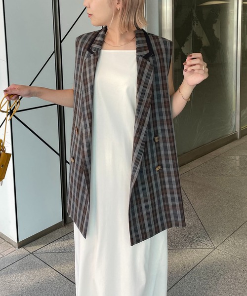 CAPRICIEUX LE'MAGE（カプリシューレマージュ）の「チェックテーラードベスト（ベスト・レディース・グレー・FREE）」の3枚目の写真